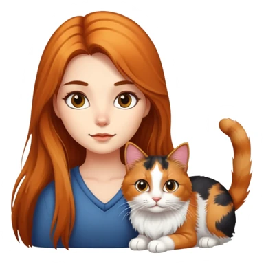 Girl with long haired calico cat sticker