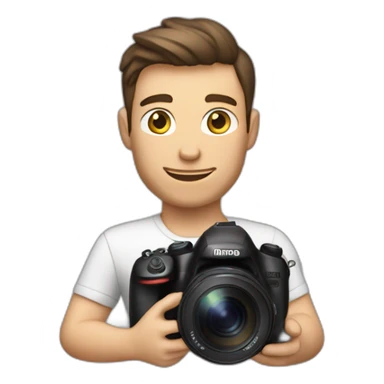 Male Photographer shaved Caucasian wavy hair brunette holding camera sticker