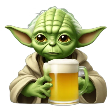 Yoda drink a beer sticker