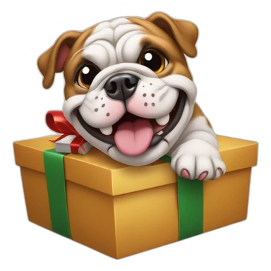 Smiling bulldog on a Christmas present (very cute)  sticker