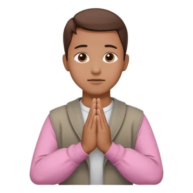 Brown praying hands with pink sleeves hands only sticker