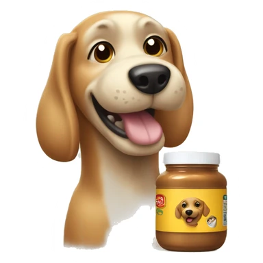 Dog with a peanut butter jar next to it sticker