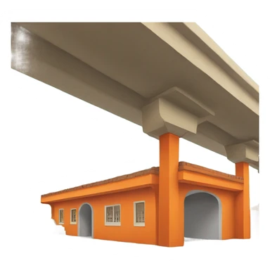 Orange ashram under a highway overpass  sticker