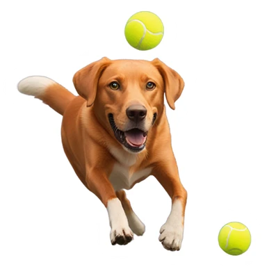 Fox red Labrador chasing tennis ball sticker