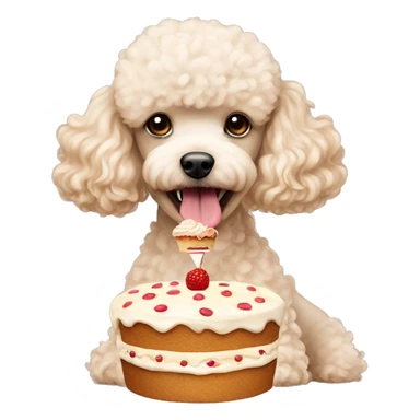cream mini poodle eating cake sticker