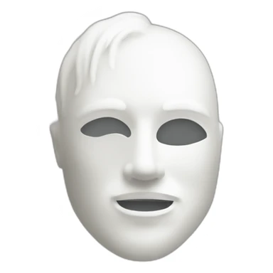 masque en blanc de profil qui sourit et qui est dans un style futur sticker