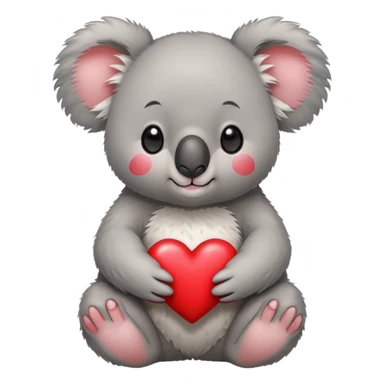 An anime-style koala holding a small red heart with both hands. sticker