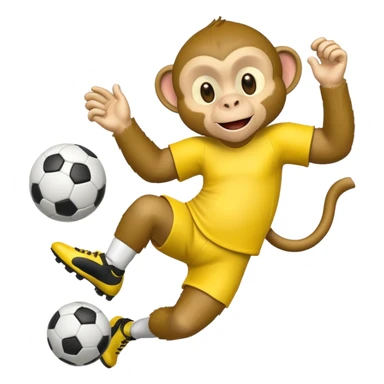 Quiero hacer a un mono jugando futbol y un plátano en la mano sticker