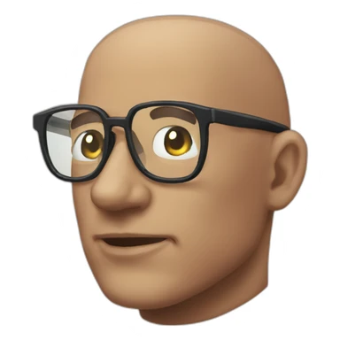 bald man glasses pixelart sticker