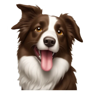 Brown border collie with his tongue our sticker