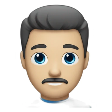 white man with blue eye black hair with mustache and goatee sticker