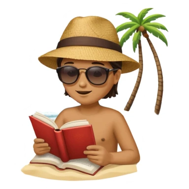Reading a book at the beach. sticker