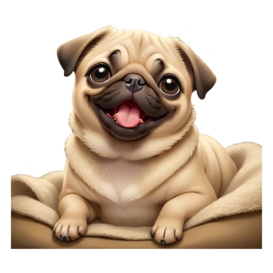 Cinematic Cute Yawning Fawn Pug Portrait Emoji, Head tilted slightly with a dramatic, wide-open yawn, showcasing a soft fawn coat with a velvety texture, floppy ears slightly drooping, round dark eyes barely open in drowsy contentment, Simplified yet irresistibly adorable features, highly detailed, glowing with a soft, cozy glow, high shine, relaxed yet expressive, stylized with a touch of whimsy, bright and endearing, soft glowing outline, capturing the essence of a sleepy yet affectionate companion, so drowsy it feels like it could stretch out of the screen and curl up for a nap! sticker
