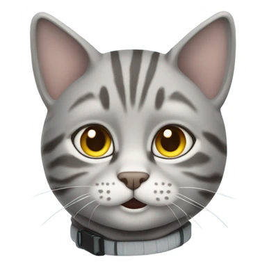 Grey tabby cat skiing sticker