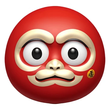 daruma doll, Round body, smooth glossy surface, cutefacial, red primary color with gold details. sticker