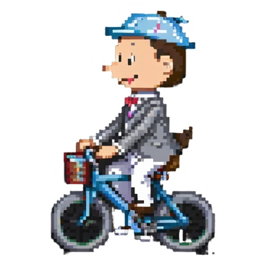Pee-wee Herman riding a red bicycle sticker