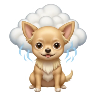 Blonde long hair chihuahua with fart cloud sticker