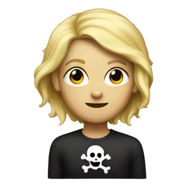 A figure on a skull and crossbones monture with blond hair
 sticker