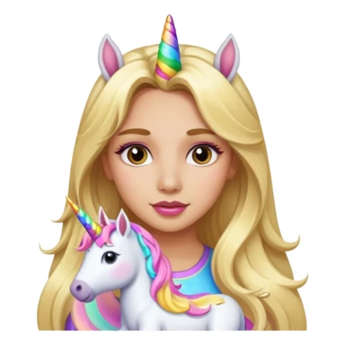 Unicorn and a girl with long blond hair and with latina make up  sticker
