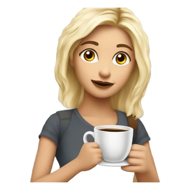 Una ragazza con una tazza di caffè in mano bionda carnagione chiara  sticker