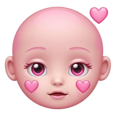 a baby pastel pink love face emoji with pink hearts in the eyes and a glowing baby pink gradient behind it  sticker