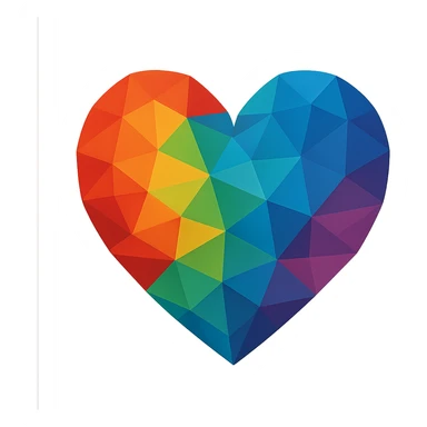 heart with a geometric low-poly pattern sticker