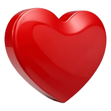 Un icono 3D de un corazón rojo brillante, estilo minimalista y moderno, textura suave y plástica (estilo claymorphism), iluminación de estudio con reflejos suaves, renderizado hiperrealista en alta resolución (8k), sobre un fondo de color sólido y contrastante sticker
