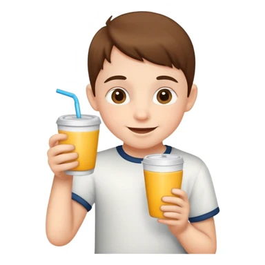 child holding a cup and drinking, happy and friendly sticker