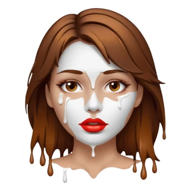 Brown Hair Woman , white paint , drip, face, hot  Sexy, lips sticker