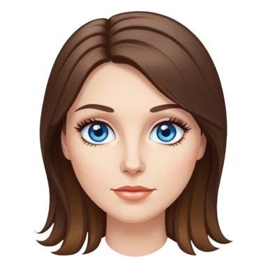 a white woman with brunette hair that has highlights and blue eyes with long eyelashes  sticker