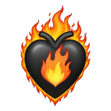 Corazón negro con fuigo sticker