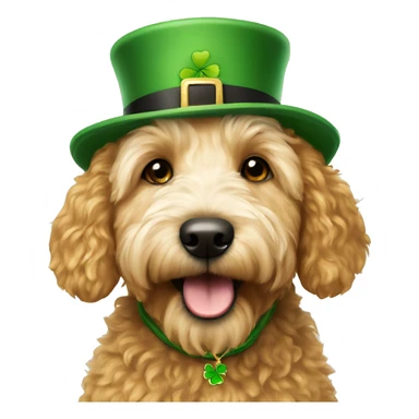 Mini golden doodle wearing Irish hat  sticker