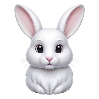 Cinematic Noble White Rabbit Portrait Emoji, Poised and regal, with a graceful, compact build and a pristine, silky white fur, long perky ears and gentle, soulful dark eyes, Simplified yet sharp and sophisticated features, highly detailed, glowing with a soft, dignified glow, high shine, intelligent and gentle, stylized with an air of refined elegance, focused and attentive, soft glowing outline, capturing the essence of a watchful and confident companion, so majestic it feels as though it could hop out of the screen with effortless authority! sticker