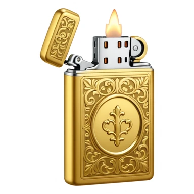 Vintage gold lighter from the Lighter and Princess drama, cinematic lighting, hyper-realistic sticker