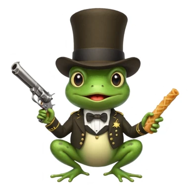 Frog revolver churro army clothes top hat sticker