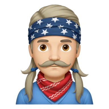 mustached with bandanas long hair gry boy sticker