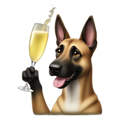 Malinois dog with champagne sticker