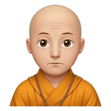 A bald monk in modern American city, wearing traditional robes, calm expression sticker