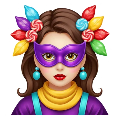 girl with a lot of accessories and masks made out of candy sticker