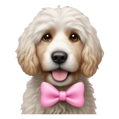 ￼￼Bernie's mountain doodle dog with pink bow sticker