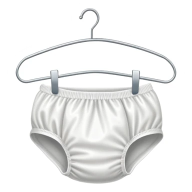 a single white regular diaper hanged on a wired hanger sticker