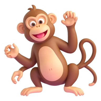 exaggerated monkey throwing poop, 3D style, saturated colors, hilarious expression sticker