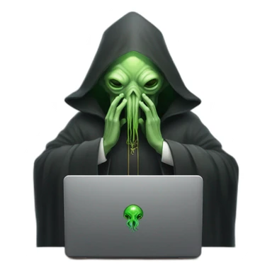 cthulhu priest praying over mini computer sticker