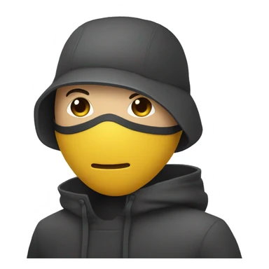 Homme avec un masque qui lèvent la main et baisse la tête  sticker