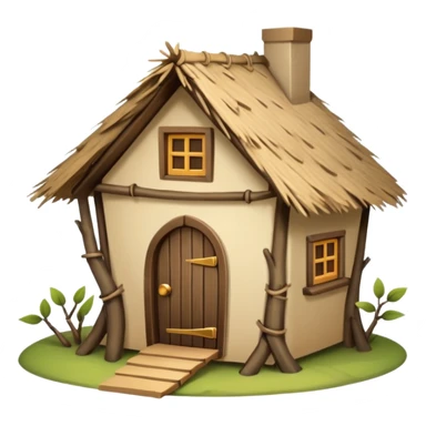 tiny whimsical house built from twigs sticker