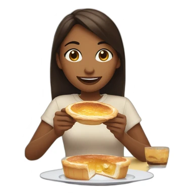 girl eating a pastel de nata in a cafe sticker
