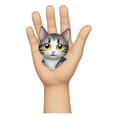 cat wave hand sticker