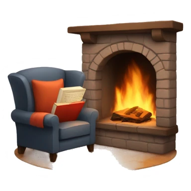 Cozy fireplace reading book sticker