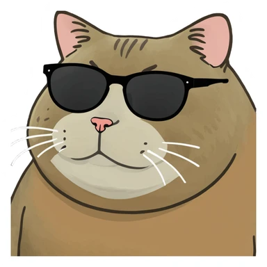 Fat cat with black glasses sticker