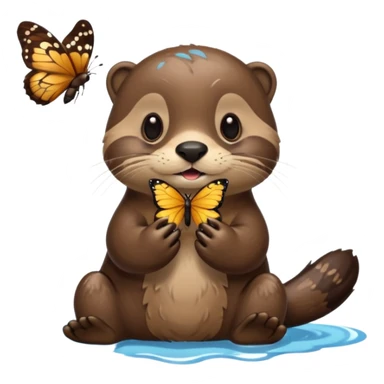 otter eating a butterfly sticker